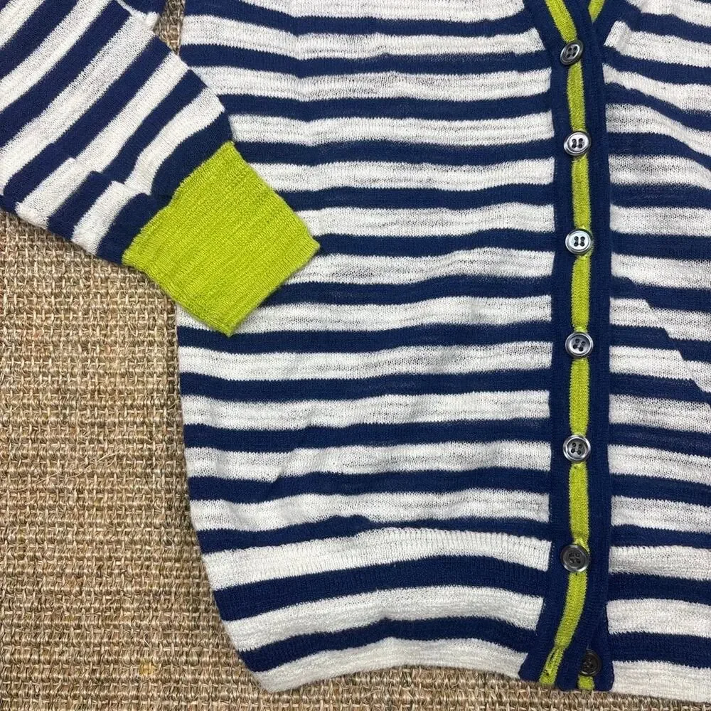 🎾🌿 J.Crew Striped Short Sleeve Cardigan | Size XS | Navy/White